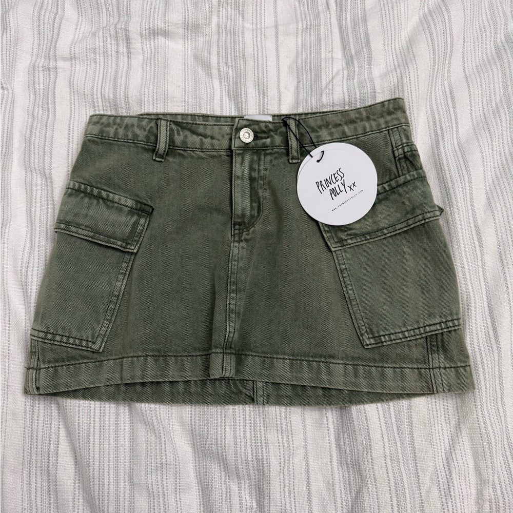 Princess Polly Green Cargo Mini Skirt